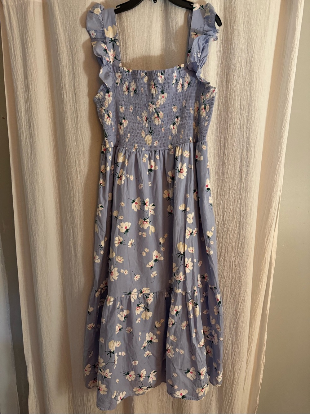 Floral Smocked Maxi Dress in Light Blue